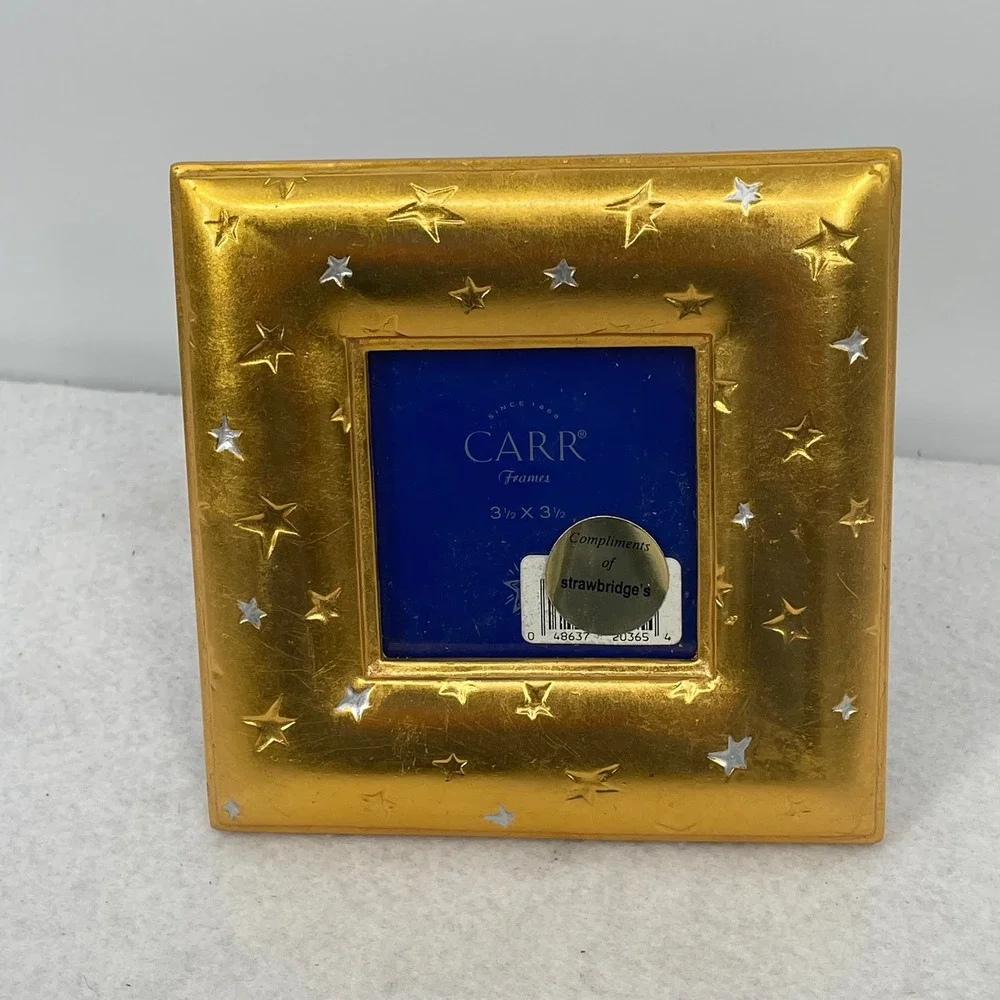 Vintage 1997 Carr Frames Gold Star Celestial Square Photo Frame 3.5x3.5